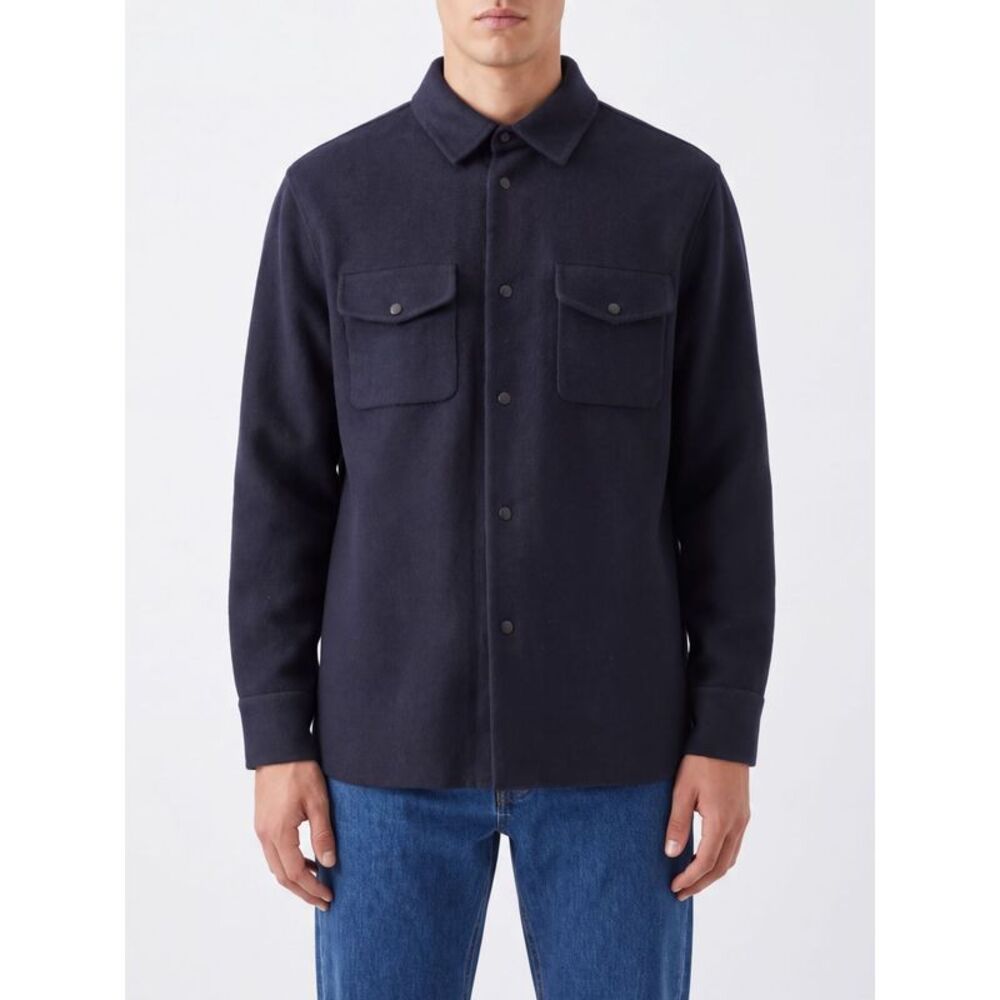 Aspesi Men Aspesi Pure Wool Overshirt With Patch Pockets And Classic Collar